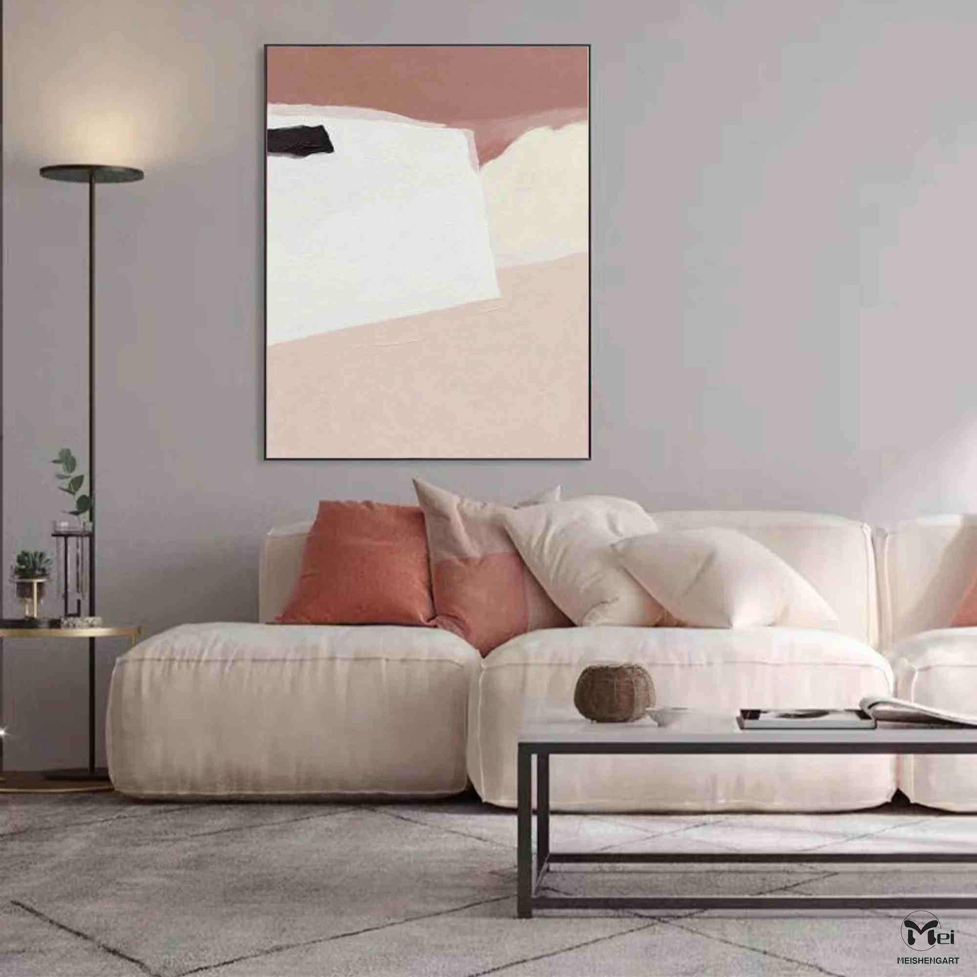 Pink Original Textured Abstract Canvas Wall Art 5GQFG